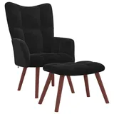 vidaXL Relaxsessel mit Hocker Schwarz Samt