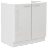 Küchen-Preisbombe Spülenschrank 80 Lara Weiß Hochglanz + Weiß matt Küchenzeile Küchenblock Küche