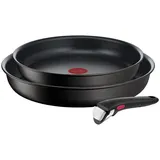 Tefal Ingenio Unlimited L76390 3-teiliges Set, Frittierset, Schwarz, Aluminium, Titan, Schwarz, Thermo-Punkt - Schwarz