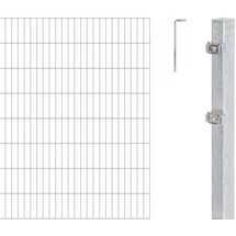 GAH Alberts Alberts 650964 Doppelstabmattenzaun als 12 tlg. Zaun-Komplettset | verschiedene Längen und Höhen | feuerverzinkt | Höhe 180 cm Länge 10 m,