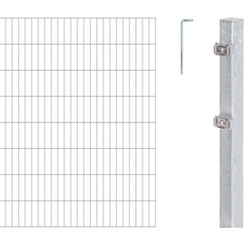 GAH Alberts Alberts 650964 Doppelstabmattenzaun als 12 tlg. Zaun-Komplettset | verschiedene Längen und Höhen | feuerverzinkt | Höhe 180 cm Länge 10 m,