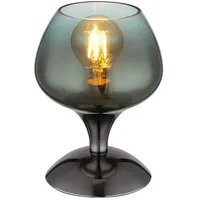 GLOBO Lighting - Tischlampe Rauchglas Nachttischleuchte schwarz grün Wohnzimmerlampe