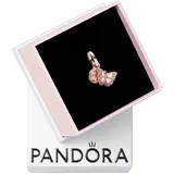 Pandora Rosafarbener Schmetterling & Spruch Doppelter Charm-Anhänger aus Rosévergoldeter Metalllegierung mit Cubic Zirkonia in der Farbe Rosé, PANDORA Moments 782555C01
