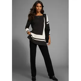 LAURA SCOTT Longpullover mit geometrischem Jacquardmuster Gr. 34,