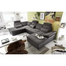 ed exciting design Wohnlandschaft Webstoff U-Form 3-Sitzer Grau