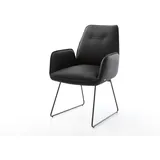 DELIFE Esszimmerstuhl Zoa-Flex Echt-Leder Schwarz Kufengestell Schwarz Taschenfederkern, Esszimmerstühle