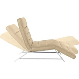 W.Schillig Relaxliege daily dreams Leder/Polyester 65 x 91 x 170 cm Beige mit Kissen