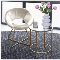 Home Deluxe Stuhl Samtstuhl SELESA mit Beistelltisch MASEI, Esszimmerstuhl Stuhl Samtstuhl Samt Beistelltisch Tisch Couchtisch beige