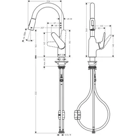 Hansgrohe Focus M42 180 2 jet  edelstahl finish 71801800