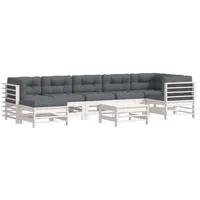 vidaXL 8-tlg Garten-Lounge-Set mit Kissen Weiß Kiefernholz Modell 6