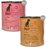 dogz finefood Hundefutter nass - Feinkost Nassfutter für Hunde in der Dose im Mix-Paket - ohne Zucker & Getreide, in den Sorten Pute, Ziege & Rind (12 x 800 g Dosen)