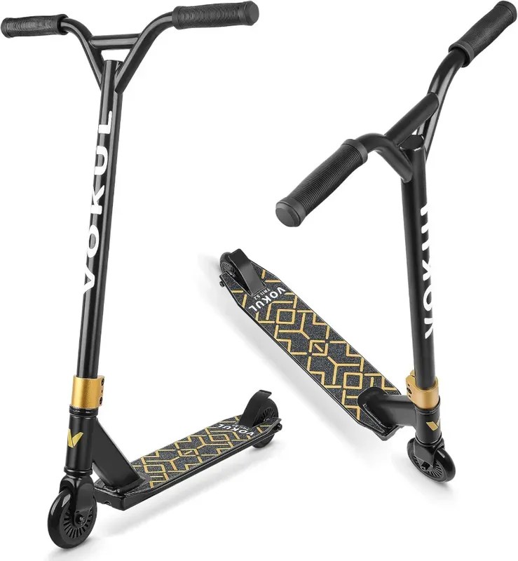 VOKUL S2 Pro Roller für Kinder im Alter von 6-12 Jahren | Bunte Stunt Roller für Anfänger und Teenager | Trick Roller für BMX Freestyle Tricks (Gold)