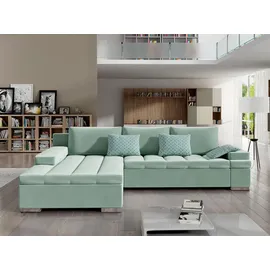 Mirjan24 Ecksofa Mintgrün, 6-Sitzer, Ottomane links,L-Form, 310x175 cm, Wohnzimmer, Sofas & Couches, Wohnlandschaften, Ecksofas