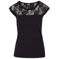 URBAN CLASSICS Ladies Top Laces Tee in Schwarz, Größe