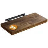 CASARIA Casaria® Wandregal Schweberegal 50cm 3er-Set Dunkle Eiche + Halterung