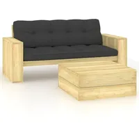 vidaXL Garten-Lounge-Set 2-tlg. grau