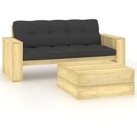 vidaXL Garten-Lounge-Set 2-tlg. grau