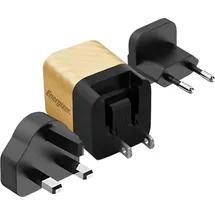 Energizer ENERGIZER, GaN 4A USB-C 20W Netzladegerät mit EU/UK/US Steckdosen, Schwarz / Gold - Bunt