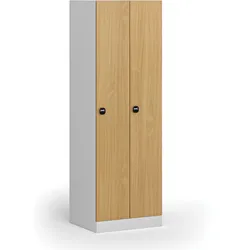 Metallspind, 2 Abteile, 1850 x 600 x 500 mm, Schloss mit RFID-Schloss, laminierte Tür, Buche