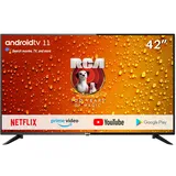 RCA RS42 Android Fernseher 42 Zoll (106 cm) Smart TV mit Google Assistant, Chromecast, Netflix, Prime Video, Google Play Store für DAZN, Disney+ UVM, BT-Fernbedienung, WiFi, Triple-Tuner