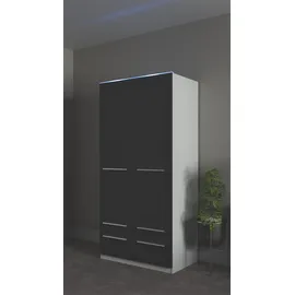 Priess Wäscheschrank Barcelona 94 x 193 x 54 cm Schwarz/Weiß