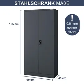 Jan Nowak Mehrzweckschrank 185 x 90 x 45 cm Anthrazit