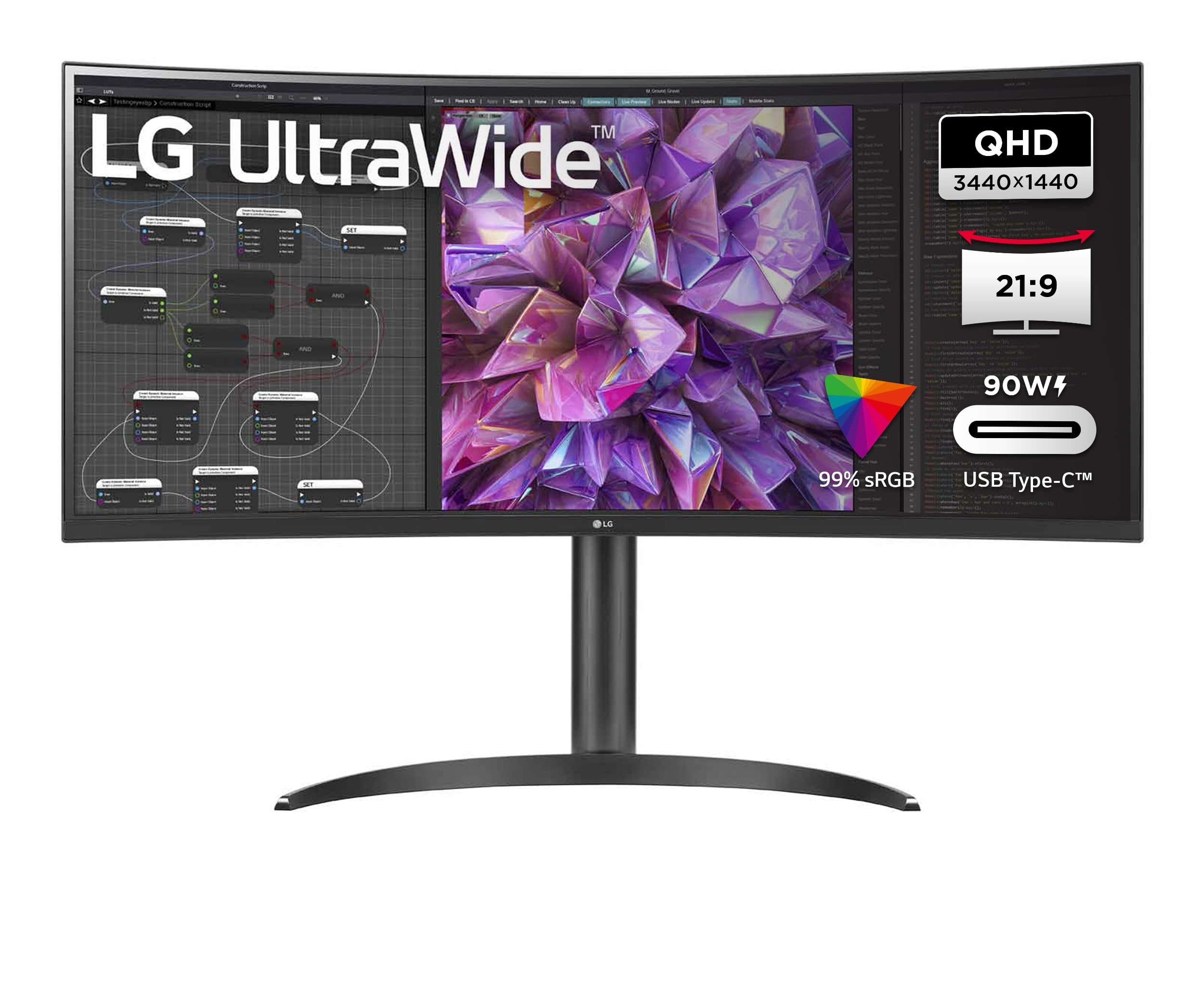 LG Electronics 34WQ75X-B.AEU IPS 21:9 UltraWide Monitor 34" (86,72 cm), TFT-LCD Aktiv Matrix mit White LED Backlight, Anti-Glare, Schwarz