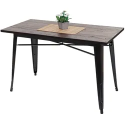 Esszimmertisch MCW-H10a, Tisch Bistrotisch, Metall Ulme Holz Industrial Gastronomie MVG schwarz-braun 120x60cm