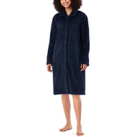 SCHIESSER Damen kuschelig und warm mit Knöpfen-Teddy Fleece Bademantel, dunkelblau_178417, L - L