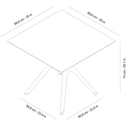 Resol VELA S Quadratischer Tisch Indoor, Outdoor 90x90 Schwarzer Fuß - Eschen Eiche Tischplatte