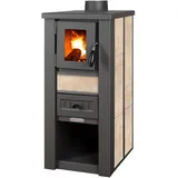 ProTermo Kaminofen Lava Ceramic Beige - 6,5 kW Heizleistung - 35x44x78 cm Holzofen mit Schamottsteinen mit Sichtfenster Holz Kamin - Bauart 2