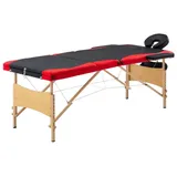 vidaXL Massagetisch Klappbar 3 Zonen Holz Schwarz und Rot