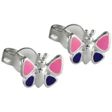 GALLAY Ohrstecker Schmetterling pink-lila-lackiert Silber 925 8mm