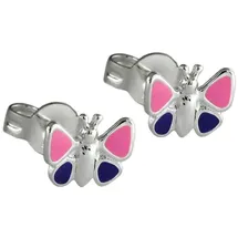 GALLAY Ohrstecker Schmetterling pink-lila-lackiert Silber 925 8mm