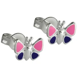GALLAY Ohrstecker Schmetterling pink-lila-lackiert Silber 925 8mm