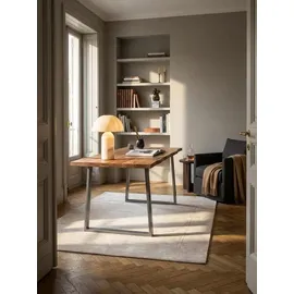 KADIMA DESIGN Schreibtisch Massivholz Baumkante Industrial 200x100 cm Akazie Premium mit Chromgestell Goldbraun Handarbeit Tarn Kollektion Kadima Design