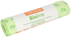 DEISS BIOLINE Bioabfallsäcke 120 Liter ecovio® Biokunststoff, Müllbeutel aus Biofolie feuchtigkeitsdicht, (B x L x S): 700 x 1100 x 0,025 mm, Karton = 25 Rollen = 250 Säcke