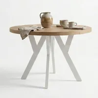 dekori.interiors Runder Ausziehbarer Tisch 90 x 77 x 90 cm Eiche Craft Golden/Weiß