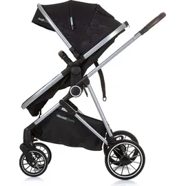 Chipolino Kinderwagen Aura 2 in 1 umbaubar Wickeltasche Sitz umkehrbar bis 22 kg schwarz