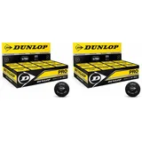 Dunlop Sports Squashbälle Pro doppelGelb, 12 Stück, Offizieller Turnier-Squashball, Schwarz (Packung mit 2)