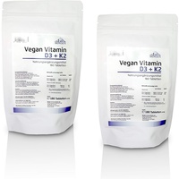 Vitamin D3 5000 I.E. (Cholecaliferol) + Vitamin K2 MK7 (Natto Menaquinon MK-7) 200mcg - 2 Beutel (360 vegane Tabletten ) - Vitamin D3 + K2 - hohe Bioverfügbarkeit - Bergen Qualitätsprodukt Deutschland