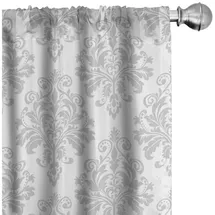 ABAKUHAUS Damast-Grau Vorhänge, Gardinen, Barock Botanik wirbelt, Fensterbehandlungen für Wohnzimmer Schlafzimmer Dekor, 2 Stück 75 cm b x 175 cm h, Pale Grau und Weiß