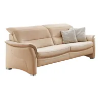 com4lux Ledersofa 3-Sitzer 220 cm Ecru - voll durchschäumter Federkern - Sitzhärte Mittel - ohne Zierkissen