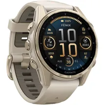 Garmin fenix 8 AMOLED 43 mm sapphire, nebelgrau / softgold Titan mit QuickFit Silikon-Armband 20 mm