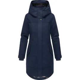 Ragwear Damen atmungsaktiver langer Wintermantel in Wollmantel-Optik warme Winterjacke Jannisa Coat YOUMODO Navy Gr. L - L