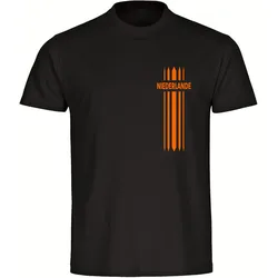 multifanshop Herren T-Shirt - Niederlande - Streifen - Druck orange - Männer