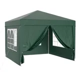 Wiltec Pavillon 3 x 3 m in Grün mit UV-Schutz 50+, Gartenpavillon mit abnehmbaren Seiten, Partyzelt mit Fenstern für z. B. Terrasse und Festival -