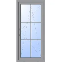 Balkontür "GEORG" 74 mm 3-fach Verglasung Kunststoff 6 Sprossenfelder (abschließbar) Silbergrau RAL 7001 innen öffnend DIN links