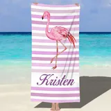 MJARTORIA Personalisiert Strandtuch Microfaser Badetuch mit Namen Kinder Damen, Beach Towel Handtuch Badetuch Stranddecke Schnelltrocknend für Reise Schwimmen Sauna Yoga Fitness 60x120cm Mikrofaser