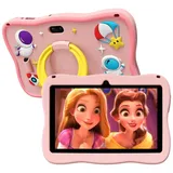 VASOUN 7 Zoll mit Robuster Hülle, WiFi Bluetooth IPS HD Kinder Android Tablet Tablet (32 GB, WiFi, Dual-Kamera, Kindersicherung, Augenschonendes IPS) rosa